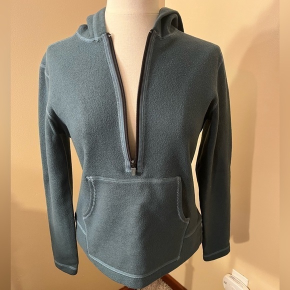 Title Nine Green Wool Blend Hooded 1/2 Zip Sz S - Picture 3 of 6